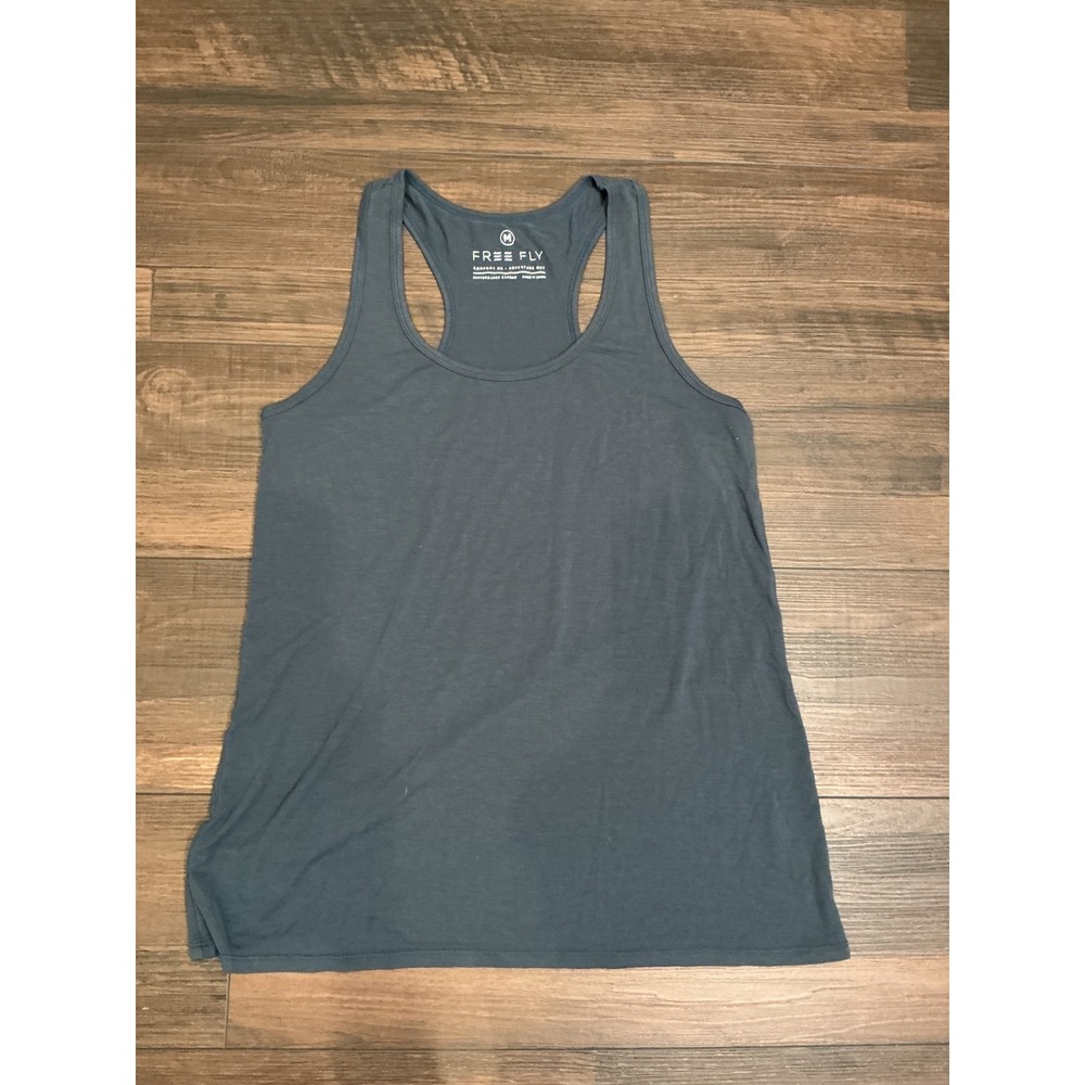 Free Fly Tank Top Slate Blue Performance Bamboo Racerback Activewear Size M